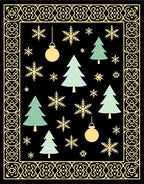 Festive Christmas Trees Snowflakes Baubles Border Rug