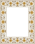 Ornate Golden Floral Vine Border Rug