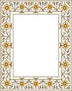 Ornate Golden Floral Vine Border Rug