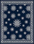 Deep Blue White Snowflake Scatter Border Rug