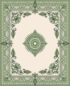 Sage Green Floral Medallion Border Rug