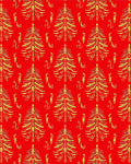 Golden Pine Tree Holiday Red Rug