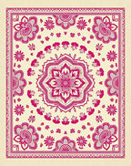 Radiant Pink Mandala Floral Cream Rug