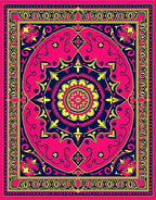 Vibrant Pink Geometric Star Burst Rug
