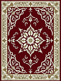 Crimson White Gold Floral Medallion Rug