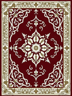 Crimson White Gold Floral Medallion Rug