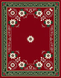 Rich Crimson White Floral Border Rug