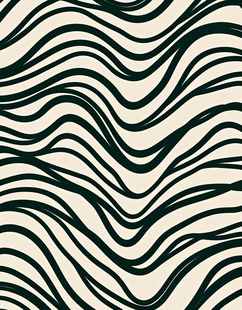 Bold Black Wavy Stripe Rug