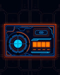 Futuristic Orange Blue Tech Display Rug
