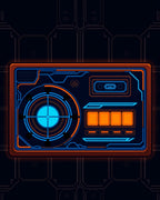 Futuristic Orange Blue Tech Display Rug