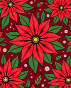 Bold Red Poinsettia Floral Garden Rug
