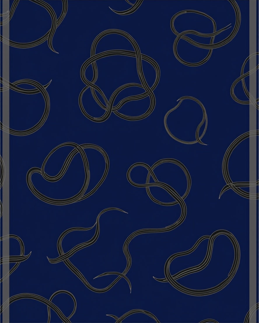 Navy Blue Abstract Knot Rug