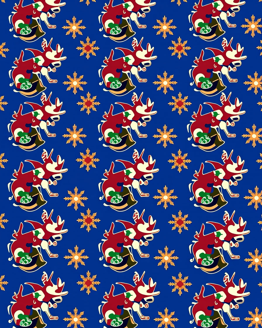 Red White Dragon Blue Floral Rug