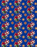 Red White Dragon Blue Floral Rug