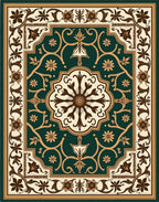 Victorian Emerald Floral Medallion Rug