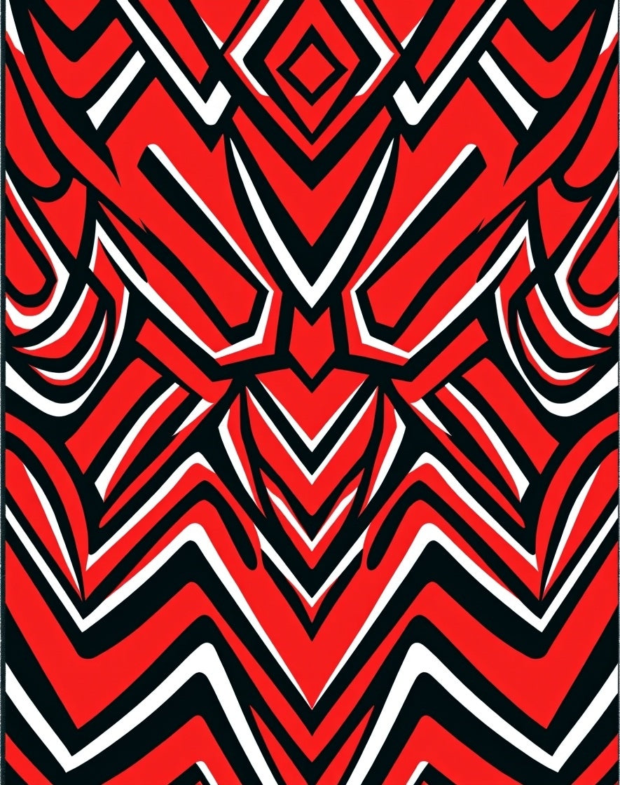 Bold Red Geometric Sharp Lines Rug