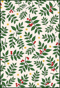 Cream Green Berry Branch Starburst Rug