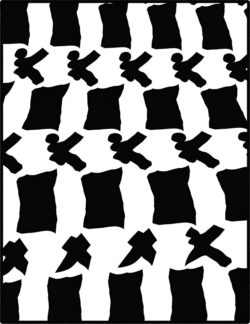 Bold Black White Abstract Figures Rug