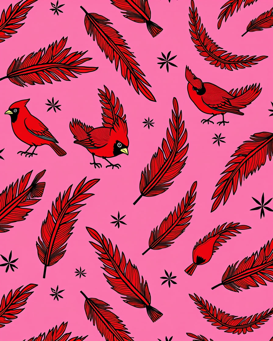 Vibrant Red Cardinal Feather Scatter Rug