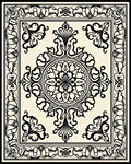 Classic Cream Black Floral Scroll Medallion Rug