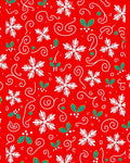 Festive Red Snowflake Holly Swirls Rug