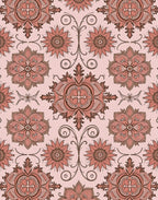 Terra Cotta Floral Medallion Scrolls Rug