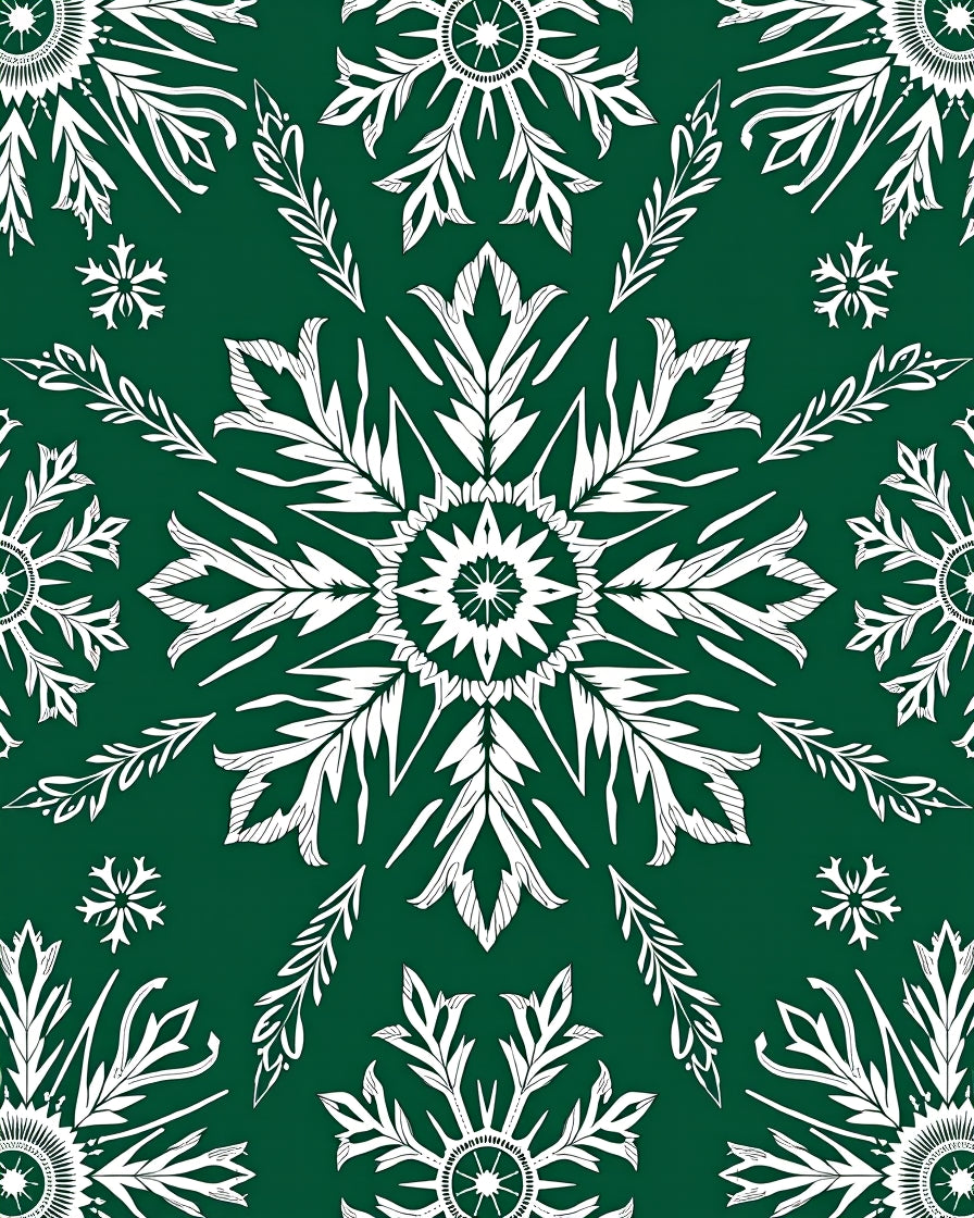 White Snowflake Forest Medallion Rug