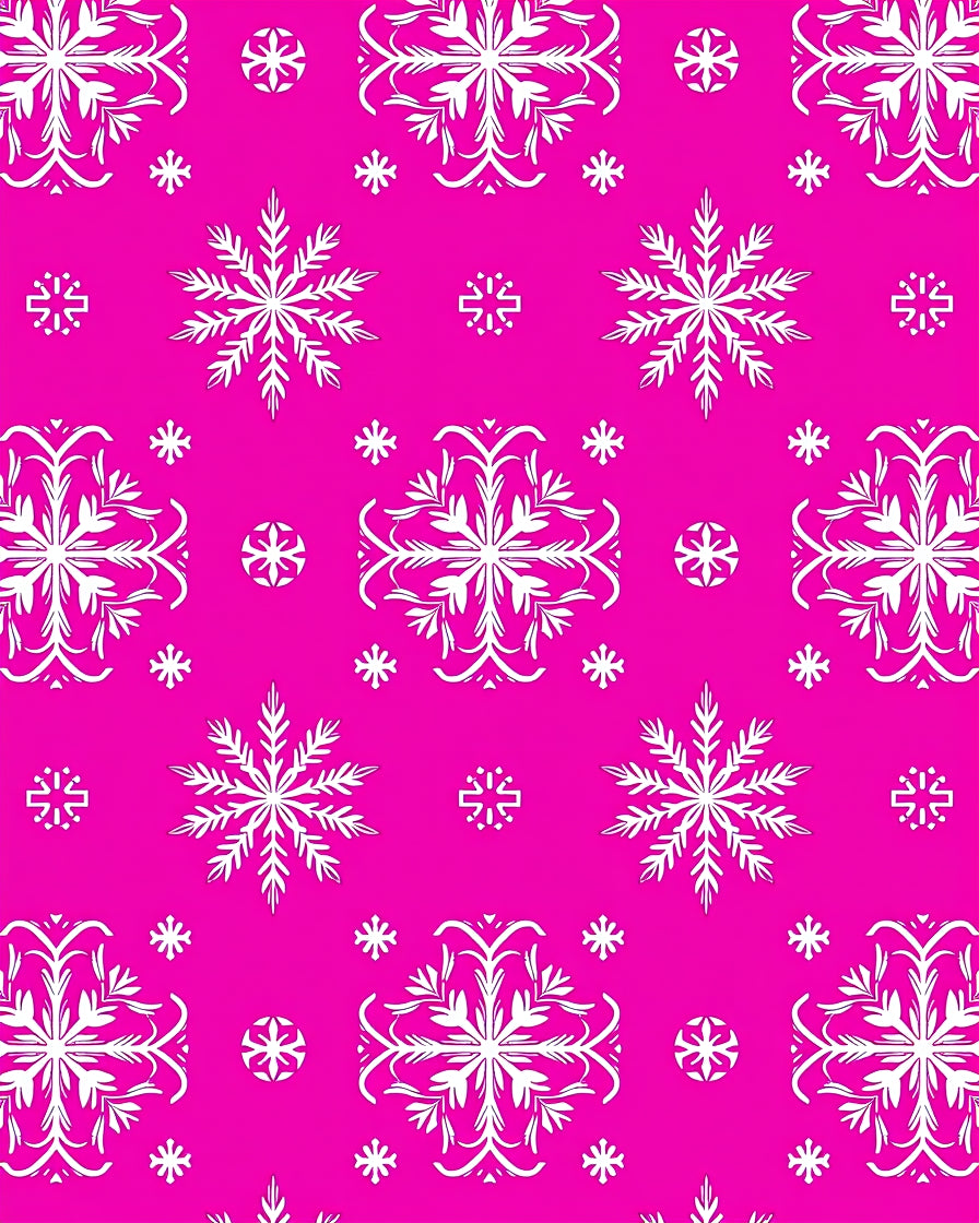 White Snowflake Hot Pink Medallion Rug