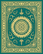 Emerald Sunburst Ornate Border Rug