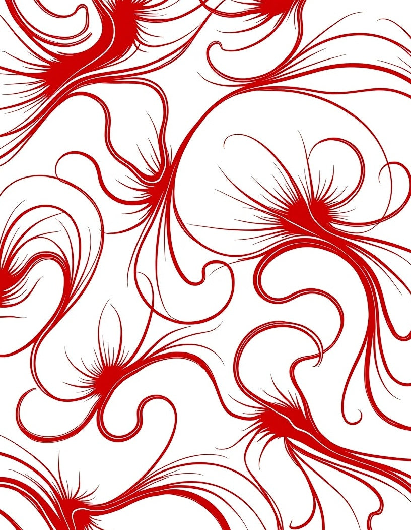 Crimson Swirling Floral Flourish Rug