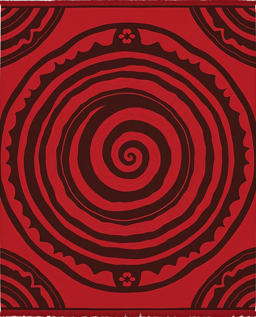 Crimson Spiral Swirl Abstract Rug