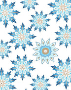 Vibrant Blue Snowflake Mandalas Rug