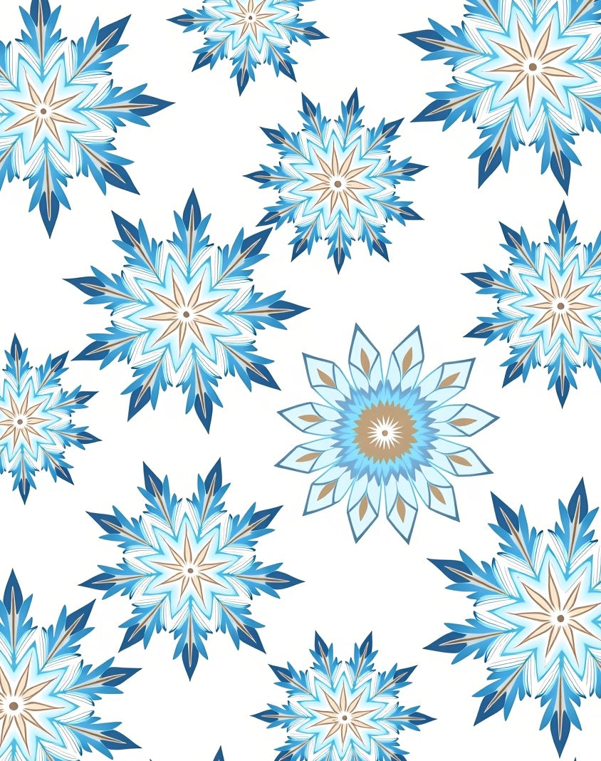Vibrant Blue Snowflake Mandalas Rug