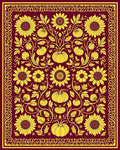 Burgundy and Gold Sunflower Pumpkin Floral Rug