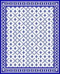 Classic Blue White Geometric Border Rug