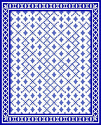 Classic Blue White Geometric Border Rug