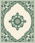 Forest Green Floral Medallion Border Rug