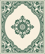 Forest Green Floral Medallion Border Rug