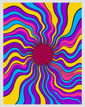 Retro Psychedelic Sunburst Waves Rug
