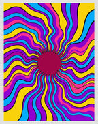 Retro Psychedelic Sunburst Waves Rug