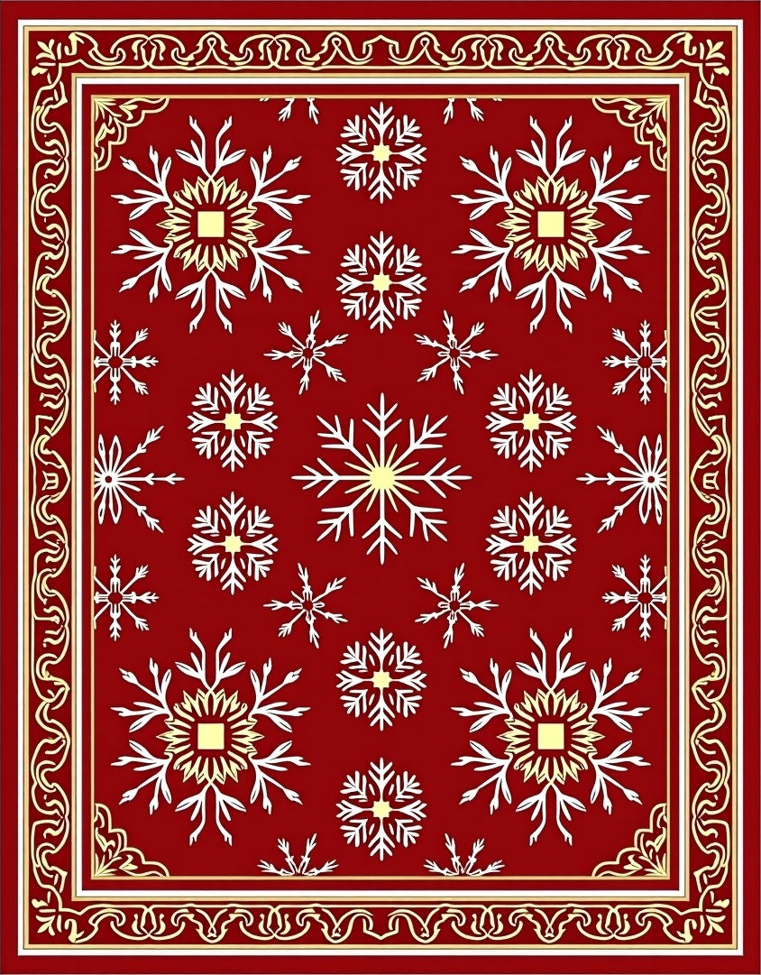 Winter Ice Ornate Bordered Field Rug