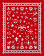 Festive Red White Snowflake Scatter Rug