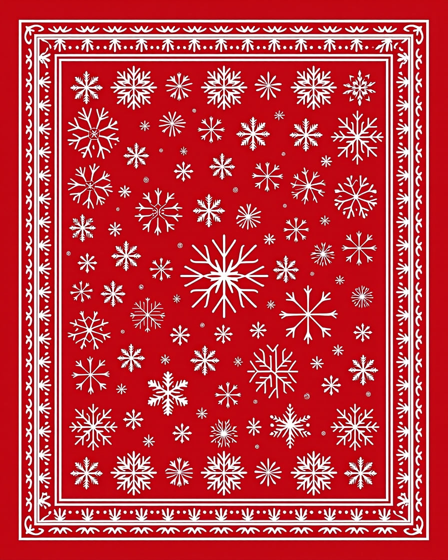 Festive Red White Snowflake Scatter Rug