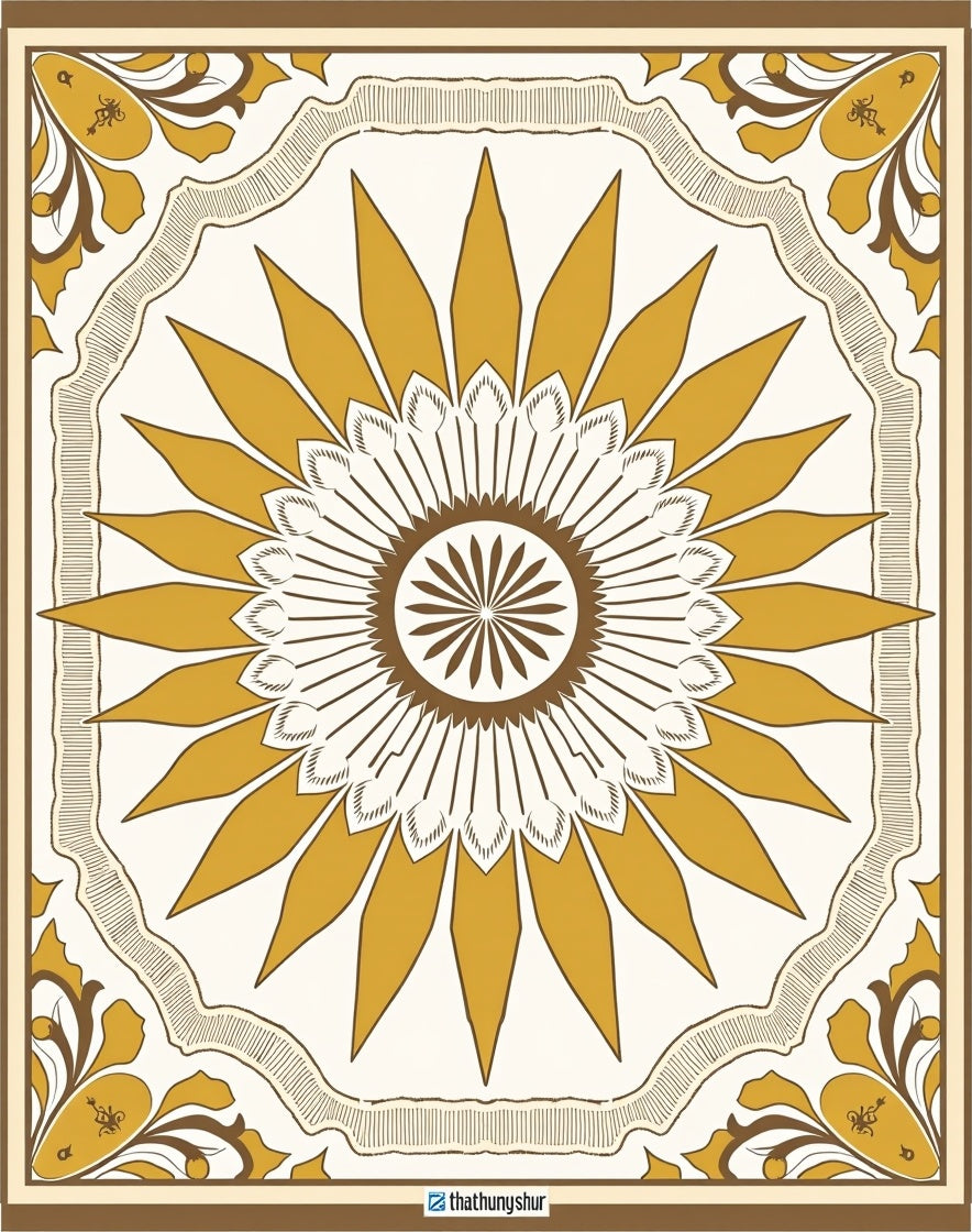 Golden Marigold Sunburst Medallion Rug