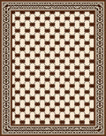 Brown Floral Lattice Border Rug