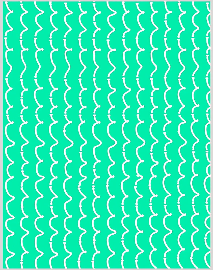 Bright Aqua White Wavy Stripes Rug