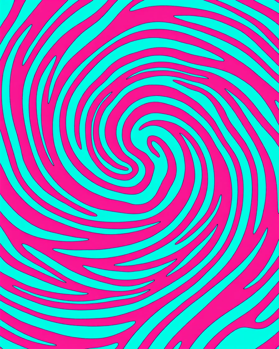 Vibrant Pink Cyan Swirl Rug