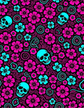 Hot Pink Turquoise Skull Floral Whimsy Rug