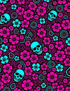 Hot Pink Turquoise Skull Floral Whimsy Rug