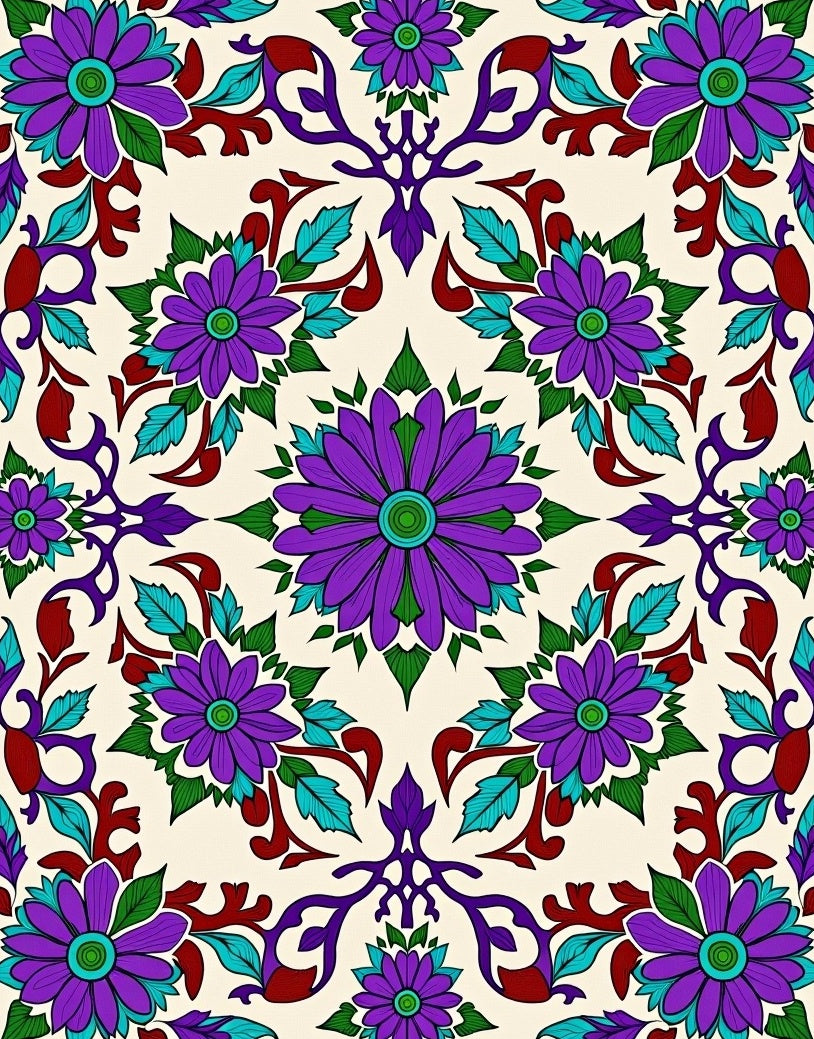 Vivid Purple Floral Medallion Bloom Rug